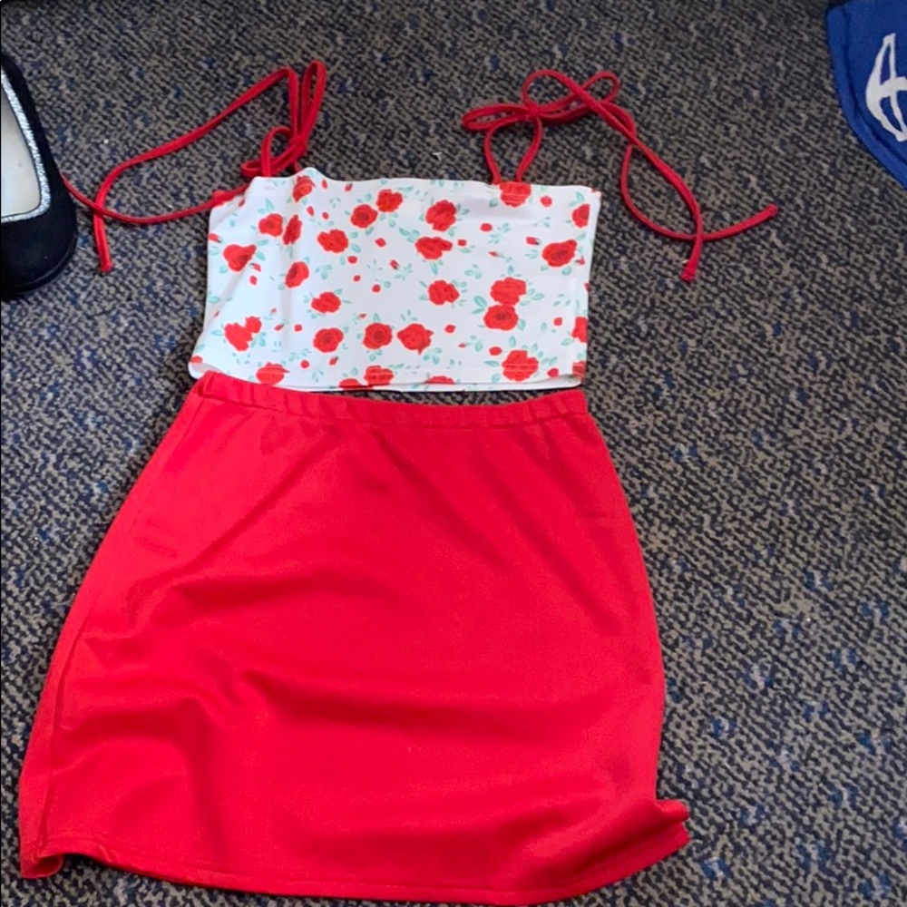 ROMWE skirt and shirt set.
